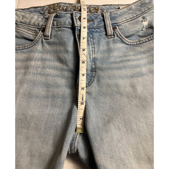 Wrangler High-Rise Flare Denim Jeans Trumpet Leg Distressed Light Wash 27x30 - Picture 13 of 16